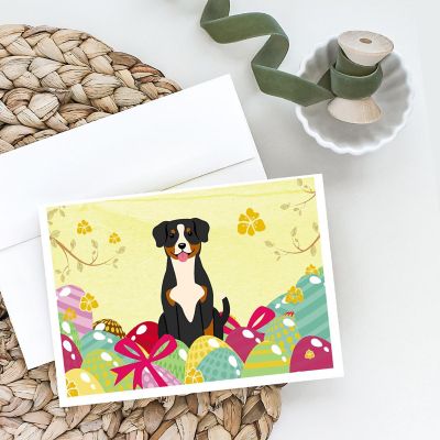 Caroline's Treasures Easter, Easter Eggs Entlebucher Greeting Cards and Envelopes Pack of 8, 7 x 5, Dogs Image 1