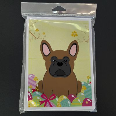 Caroline's Treasures Easter, Easter Eggs French Bulldog Brown Greeting Cards and Envelopes Pack of 8, 7 x 5, Dogs Image 2