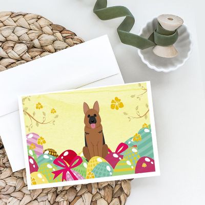 Caroline's Treasures Easter, Easter Eggs German Shepherd Greeting Cards and Envelopes Pack of 8, 7 x 5, Dogs Image 1