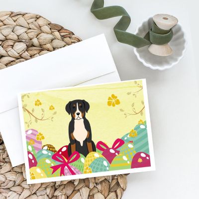 Caroline's Treasures Easter, Easter Eggs Greater Swiss Mountain Dog Greeting Cards and Envelopes Pack of 8, 7 x 5, Dogs Image 1