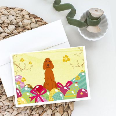 Caroline's Treasures Easter, Easter Eggs Irish Setter Greeting Cards and Envelopes Pack of 8, 7 x 5, Dogs Image 1