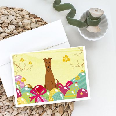 Caroline's Treasures Easter, Easter Eggs Irish Terrier Greeting Cards and Envelopes Pack of 8, 7 x 5, Dogs Image 1