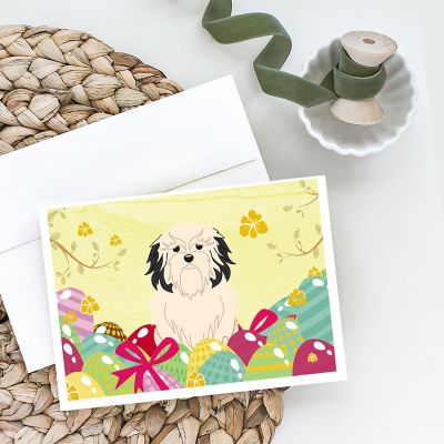 Caroline's Treasures Easter, Easter Eggs Lowchen Greeting Cards and Envelopes Pack of 8, 7 x 5, Dogs Image 1