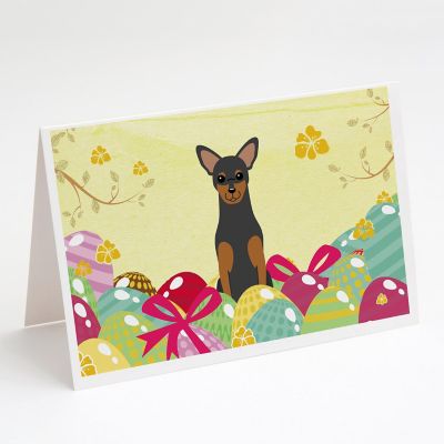 Caroline's Treasures Easter, Easter Eggs Manchester Terrier Greeting Cards and Envelopes Pack of 8, 7 x 5, Dogs Image 1