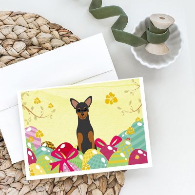 Caroline's Treasures Easter, Easter Eggs Manchester Terrier Greeting Cards and Envelopes Pack of 8, 7 x 5, Dogs Image 1