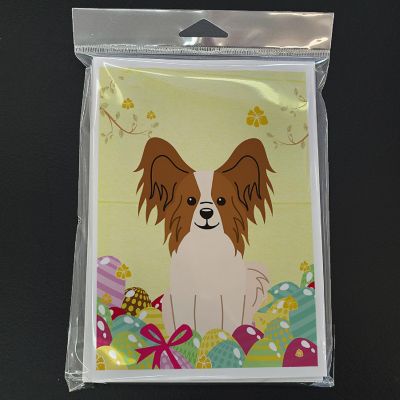 Caroline's Treasures Easter, Easter Eggs Papillon Red White Greeting Cards and Envelopes Pack of 8, 7 x 5, Dogs Image 2