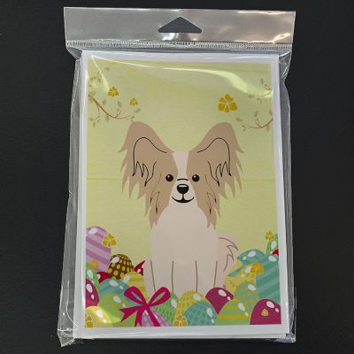 Caroline's Treasures Easter, Easter Eggs Papillon Sable White Greeting Cards and Envelopes Pack of 8, 7 x 5, Dogs Image 2