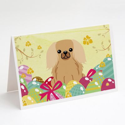 Caroline's Treasures Easter, Easter Eggs Pekingese Fawn Sable Greeting Cards and Envelopes Pack of 8, 7 x 5, Dogs Image 1