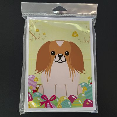 Caroline's Treasures Easter, Easter Eggs Pekingese Red White Greeting Cards and Envelopes Pack of 8, 7 x 5, Dogs Image 2