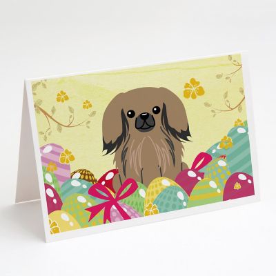 Caroline's Treasures Easter, Easter Eggs Pekingese Tan Greeting Cards and Envelopes Pack of 8, 7 x 5, Dogs Image 1