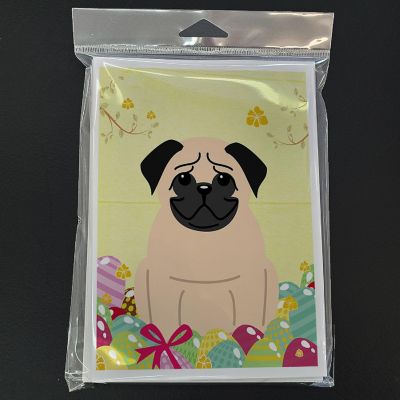 Caroline's Treasures Easter, Easter Eggs Pug Fawn Greeting Cards and Envelopes Pack of 8, 7 x 5, Dogs Image 2