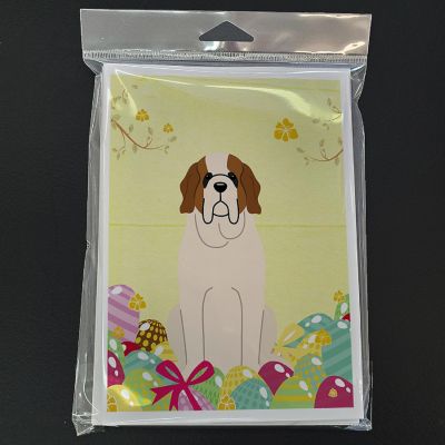 Caroline's Treasures Easter, Easter Eggs Saint Bernard Greeting Cards and Envelopes Pack of 8, 7 x 5, Dogs Image 2
