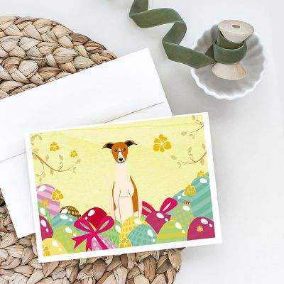 Caroline's Treasures Easter, Easter Eggs Whippet Greeting Cards and Envelopes Pack of 8, 7 x 5, Dogs Image 1
