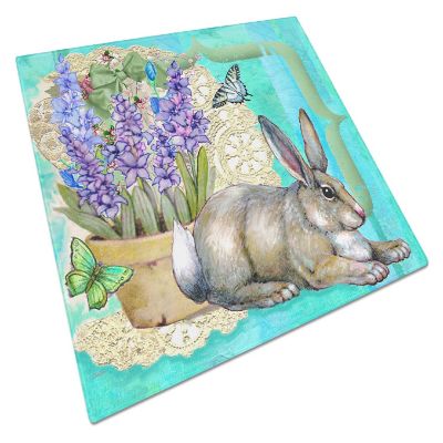 Caroline's Treasures Easter, Springtime Easter Rabbit Glass Cutting Board Large, 12 x 15, Farm Animals Image 1