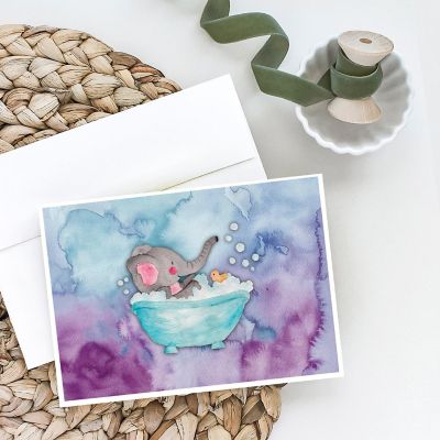 Caroline's Treasures Elephant Bathing Watercolor Greeting Cards and Envelopes Pack of 8, 7 x 5, Wild Animals Image 1