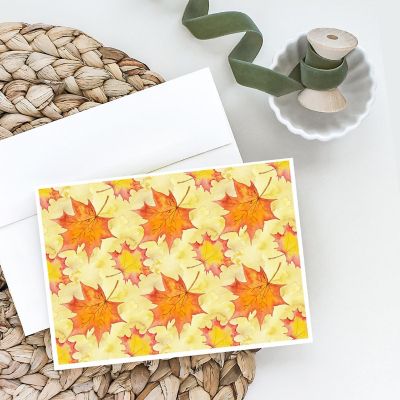 Caroline's Treasures Fall Leaves Scattered Greeting Cards and Envelopes Pack of 8, 7 x 5, Image 1