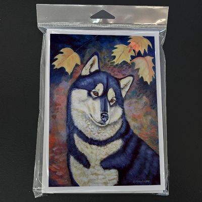 Caroline's Treasures Fall Leaves Siberian Husky  Greeting Cards and Envelopes Pack of 8, 7 x 5, Dogs Image 2