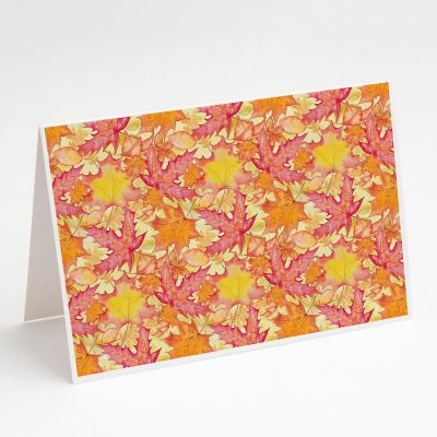 Caroline's Treasures Fall Leaves Watercolor Red Greeting Cards and Envelopes Pack of 8, 7 x 5, Image 1