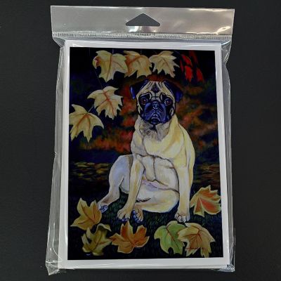 Caroline's Treasures Fawn Pug in Fall Leaves  Greeting Cards and Envelopes Pack of 8, 7 x 5, Dogs Image 2