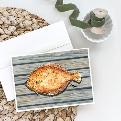 Caroline's Treasures Fish Flounder on Pier Greeting Cards and Envelopes Pack of 8, 7 x 5, Fish Image 1