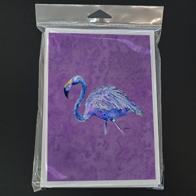 Caroline's Treasures Flamingo on Purple Greeting Cards and Envelopes Pack of 8, 7 x 5, Birds Image 2