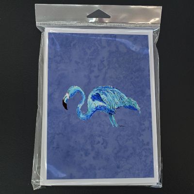 Caroline's Treasures Flamingo On Slate Blue Greeting Cards and Envelopes Pack of 8, 7 x 5, Birds Image 2