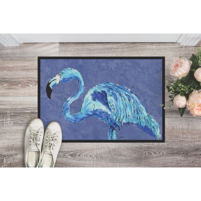 Caroline's Treasures Flamingo On Slate Blue Indoor or Outdoor Mat 24x36, 36 x 24, Birds Image 1