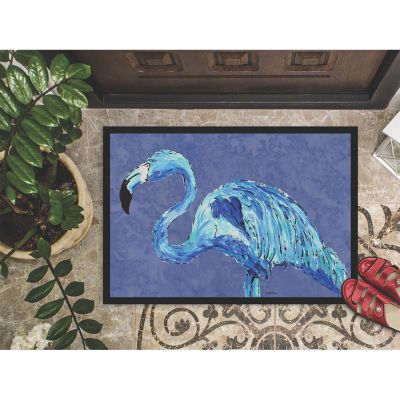 Caroline's Treasures Flamingo On Slate Blue Indoor or Outdoor Mat 24x36, 36 x 24, Birds Image 2