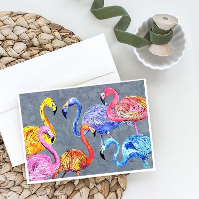 Caroline's Treasures Flamingo Six Senses Greeting Cards and Envelopes Pack of 8, 7 x 5, Birds Image 1
