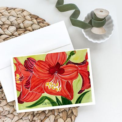 Caroline's Treasures Flower - Amaryllis Greeting Cards and Envelopes Pack of 8, 7 x 5, Flowers Image 1
