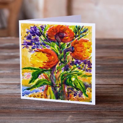 Caroline's Treasures Flower Greeting Cards and Envelopes Pack of 8, 7 x 5, Flowers Image 1