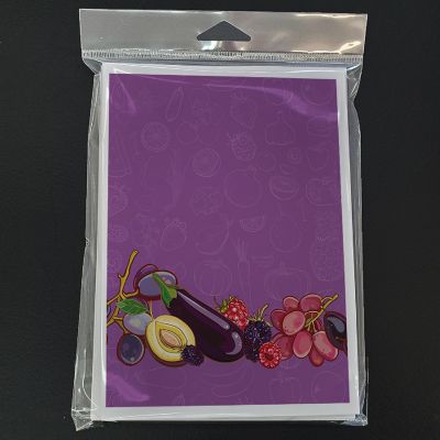 Caroline's Treasures Fruits and Vegetables in Purple Greeting Cards and Envelopes Pack of 8, 7 x 5, Food Image 2