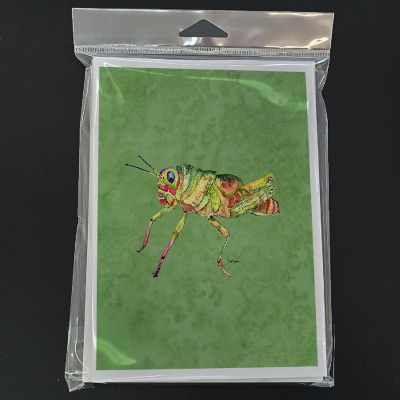 Caroline's Treasures Grasshopper on Avacado Greeting Cards and Envelopes Pack of 8, 7 x 5, Insects Image 2
