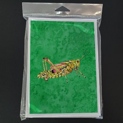 Caroline's Treasures Grasshopper on Green Greeting Cards and Envelopes Pack of 8, 7 x 5, Insects Image 2
