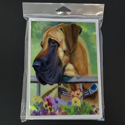 Caroline's Treasures Great Dane Natural Ears Fawn in Flowers Greeting Cards and Envelopes Pack of 8, 7 x 5, Dogs Image 2