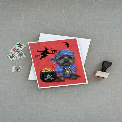 Caroline's Treasures Halloween, Cairn Terrier Black Pirate Halloween Greeting Cards and Envelopes Pack of 8, 7 x 5, Dogs Image 2