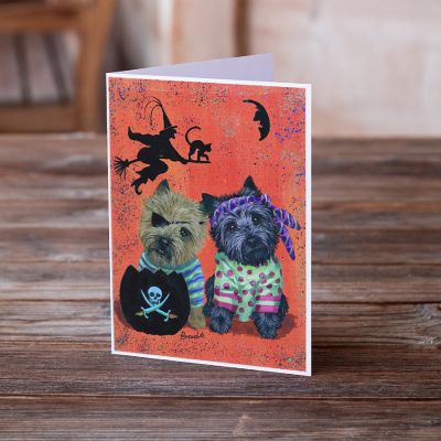 Caroline's Treasures Halloween, Cairn Terrier Pirates Halloween Greeting Cards and Envelopes Pack of 8, 7 x 5, Dogs Image 1