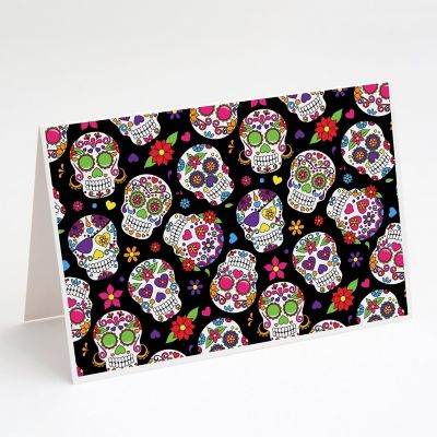 Caroline's Treasures Halloween, Day of the Dead Black Greeting Cards and Envelopes Pack of 8, 7 x 5, Seasonal Image 1