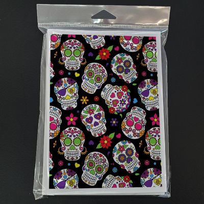 Caroline's Treasures Halloween, Day of the Dead Black Greeting Cards and Envelopes Pack of 8, 7 x 5, Seasonal Image 2