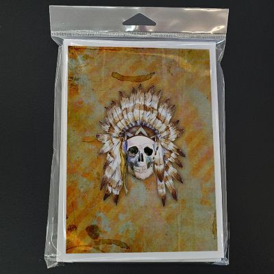 Caroline's Treasures Halloween, Day of the Dead Indian Skull Greeting Cards and Envelopes Pack of 8, 7 x 5, Seasonal Image 2