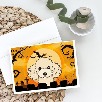 Caroline's Treasures Halloween, Halloween Buff Poodle Greeting Cards and Envelopes Pack of 8, 7 x 5, Dogs Image 1