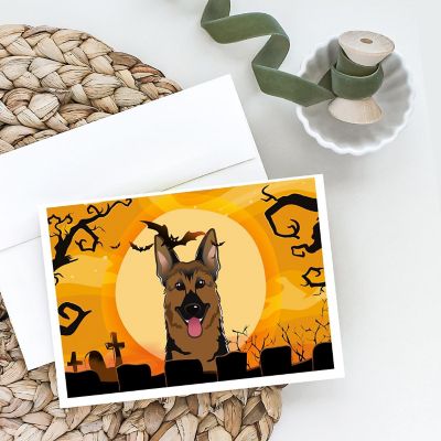 Caroline's Treasures Halloween, Halloween German Shepherd Greeting Cards and Envelopes Pack of 8, 7 x 5, Dogs Image 1
