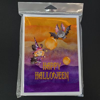 Caroline's Treasures Halloween, Halloween Little Witch and Bat Greeting Cards and Envelopes Pack of 8, 7 x 5, Seasonal Image 2