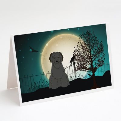 Caroline's Treasures Halloween, Halloween Scary Briard Black Greeting Cards and Envelopes Pack of 8, 7 x 5, Dogs Image 1