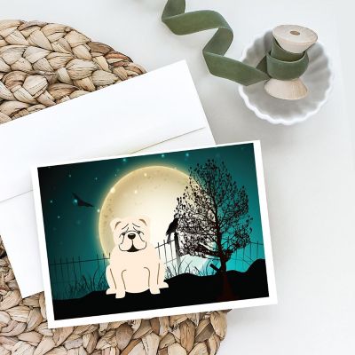 Caroline's Treasures Halloween, Halloween Scary  English Bulldog White Greeting Cards and Envelopes Pack of 8, 7 x 5, Dogs Image 1