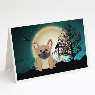 Caroline's Treasures Halloween, Halloween Scary French Bulldog Cream Greeting Cards and Envelopes Pack of 8, 7 x 5, Dogs Image 1