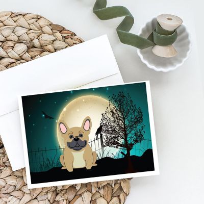 Caroline's Treasures Halloween, Halloween Scary French Bulldog Cream Greeting Cards and Envelopes Pack of 8, 7 x 5, Dogs Image 1