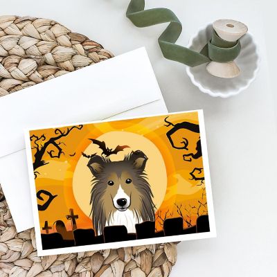 Caroline's Treasures Halloween, Halloween Sheltie Greeting Cards and Envelopes Pack of 8, 7 x 5, Dogs Image 1