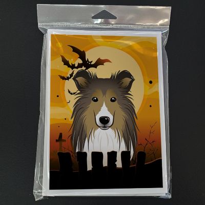 Caroline's Treasures Halloween, Halloween Sheltie Greeting Cards and Envelopes Pack of 8, 7 x 5, Dogs Image 2