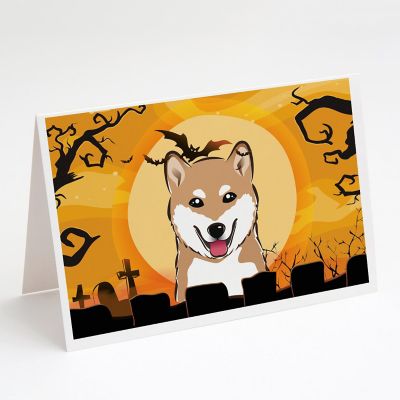 Caroline's Treasures Halloween, Halloween Shiba Inu Greeting Cards and Envelopes Pack of 8, 7 x 5, Dogs Image 1